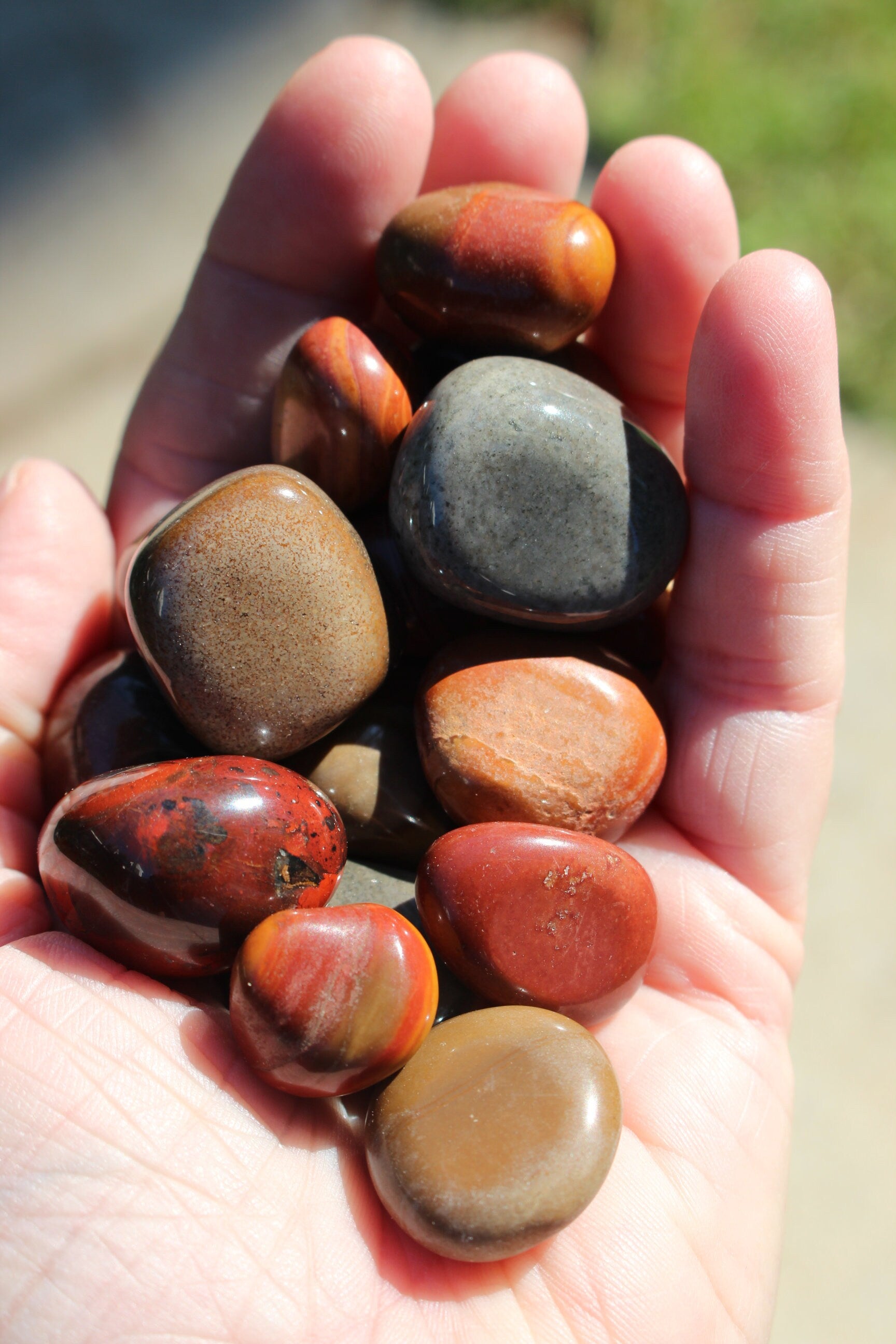 Polychrome Jasper Tumbled Gemstone Nuggets, Four Madagascar Pebbles.