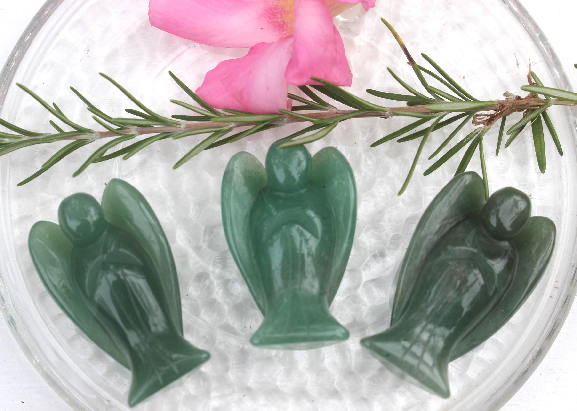 Green Aventurine Guardian Angel Protection Figurine, Pocket Angel. 2.1 inch!