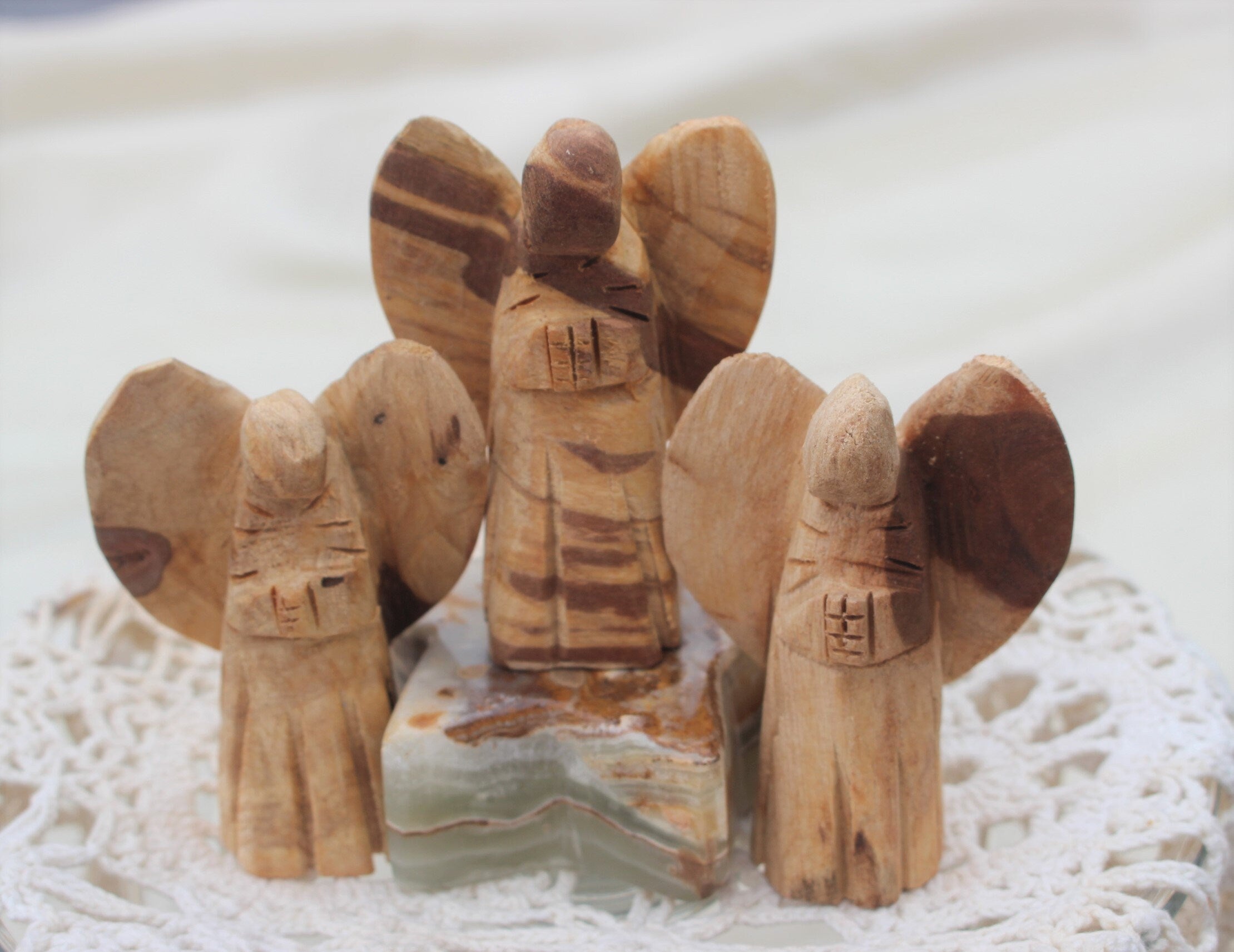 Hand Carved Two In. Wooden Angel from Palo Santo Wood, Natural Aroma-Sustainably Harvested. Holy-wood.