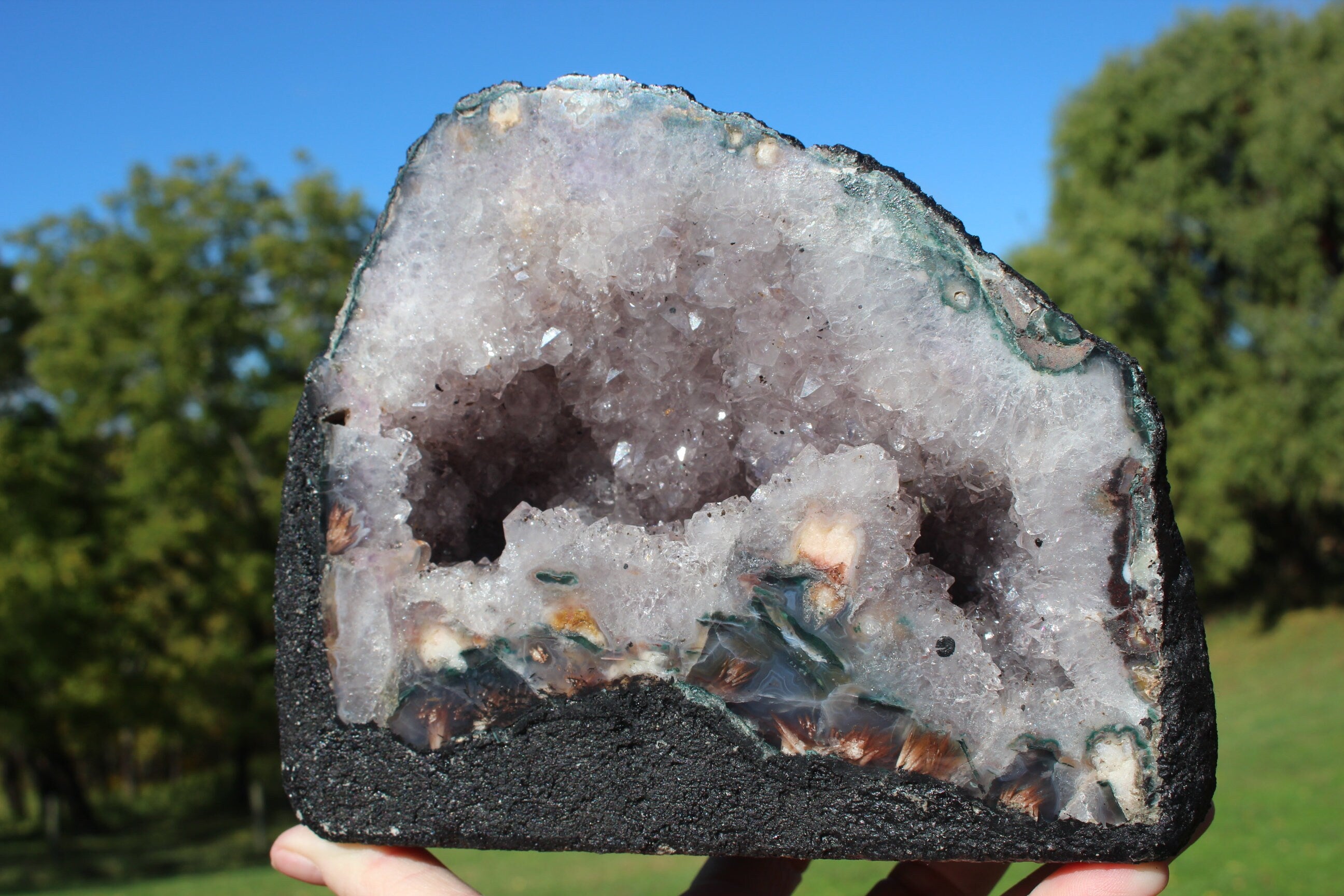 Amethyst Geode Crystal Cathedral, Hollow Geode Cave,  Boho Home Décor. 5 lb. 8 oz.  Collectible Specimen. FREE Shipping!