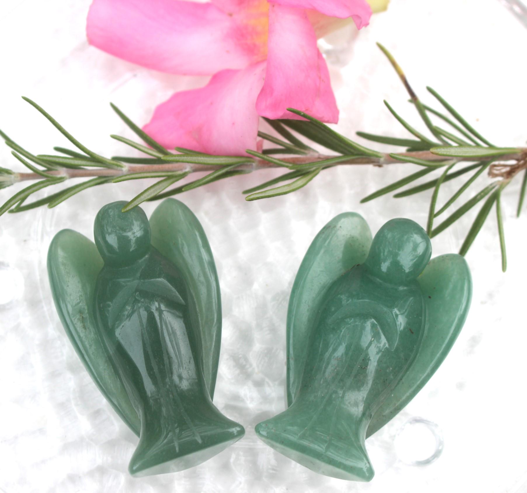 Green Aventurine Guardian Angel Protection Figurine, Pocket Angel. 2.1 inch!