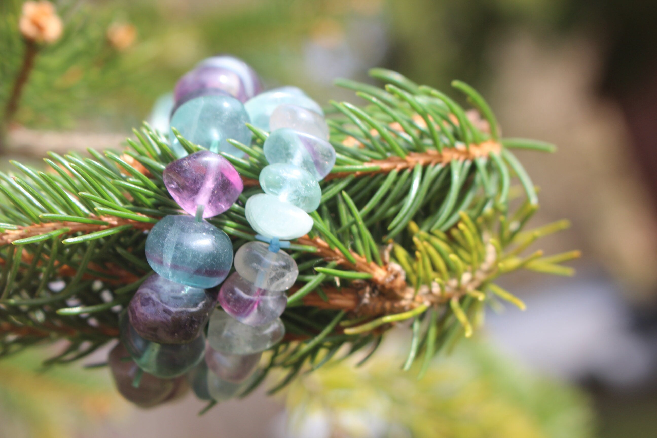Rainbow Fluorite Chunky Stretch Bracelet, Fits Most Wrists, Natural Multicolored, Polished Gemstones. Chakra Jewelry.