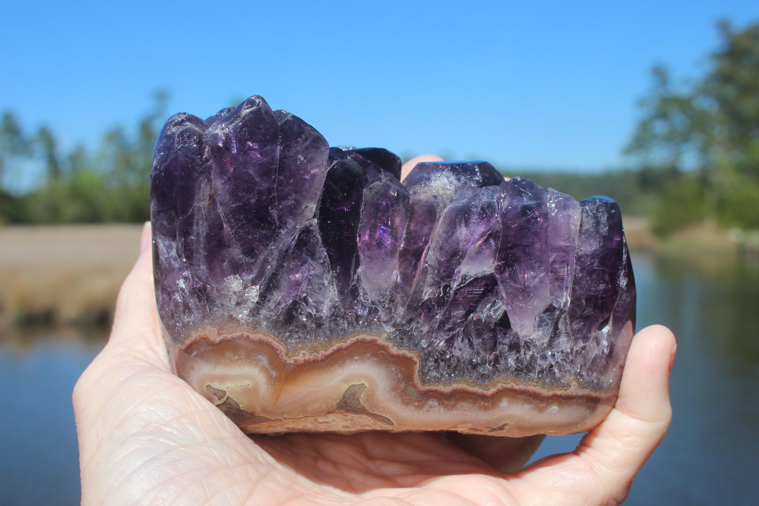 Fabulous Dark Amethyst Paperweight, Beautifully Polished Self Standing Gemstone Crystal Collectible, Boho Home Décor.