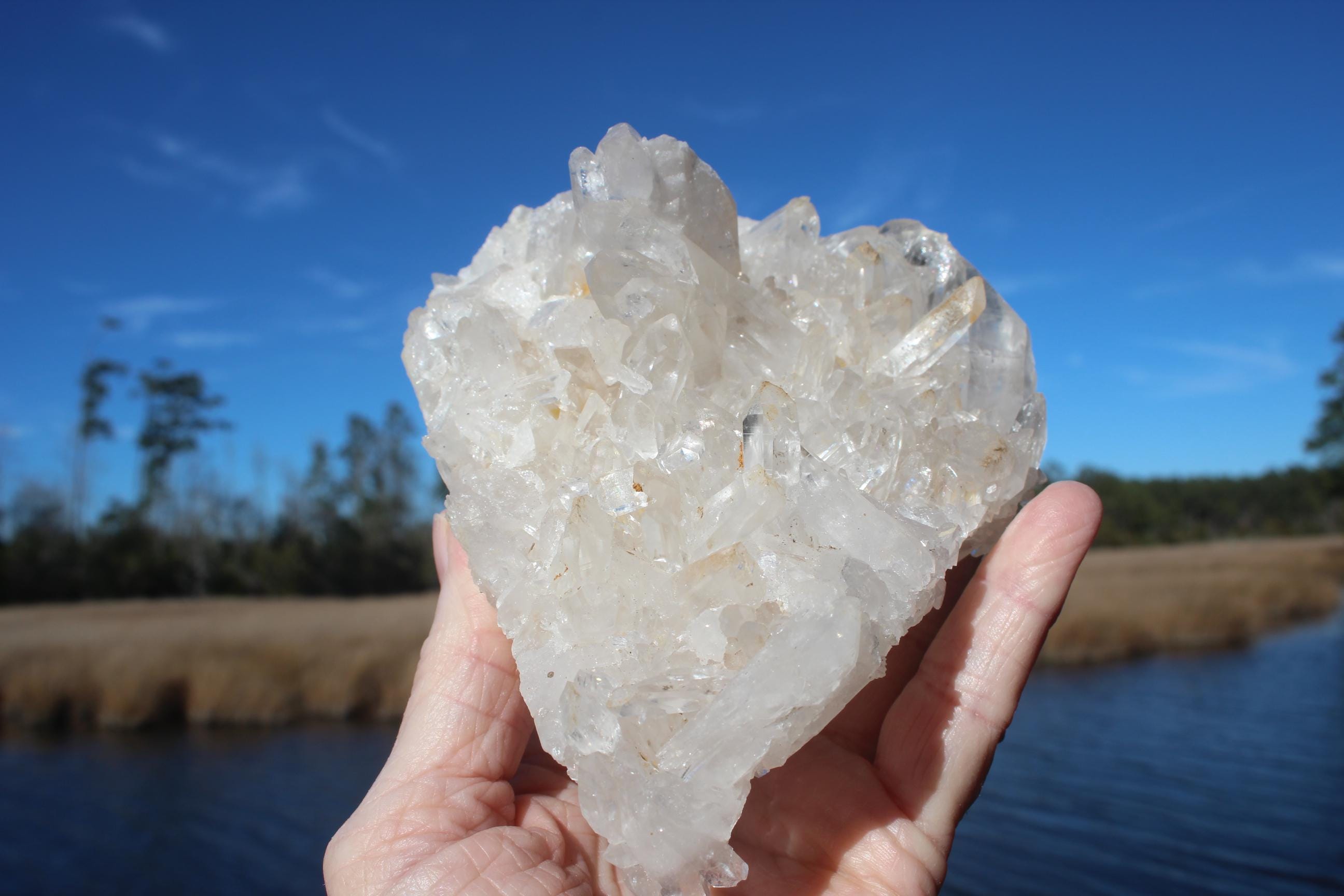 Quartz Crystal Cluster DoubleSided,  Clear Raw Natural Specimen.  Sparkling Terminations , Boho Home Décor, Mineral Collections!