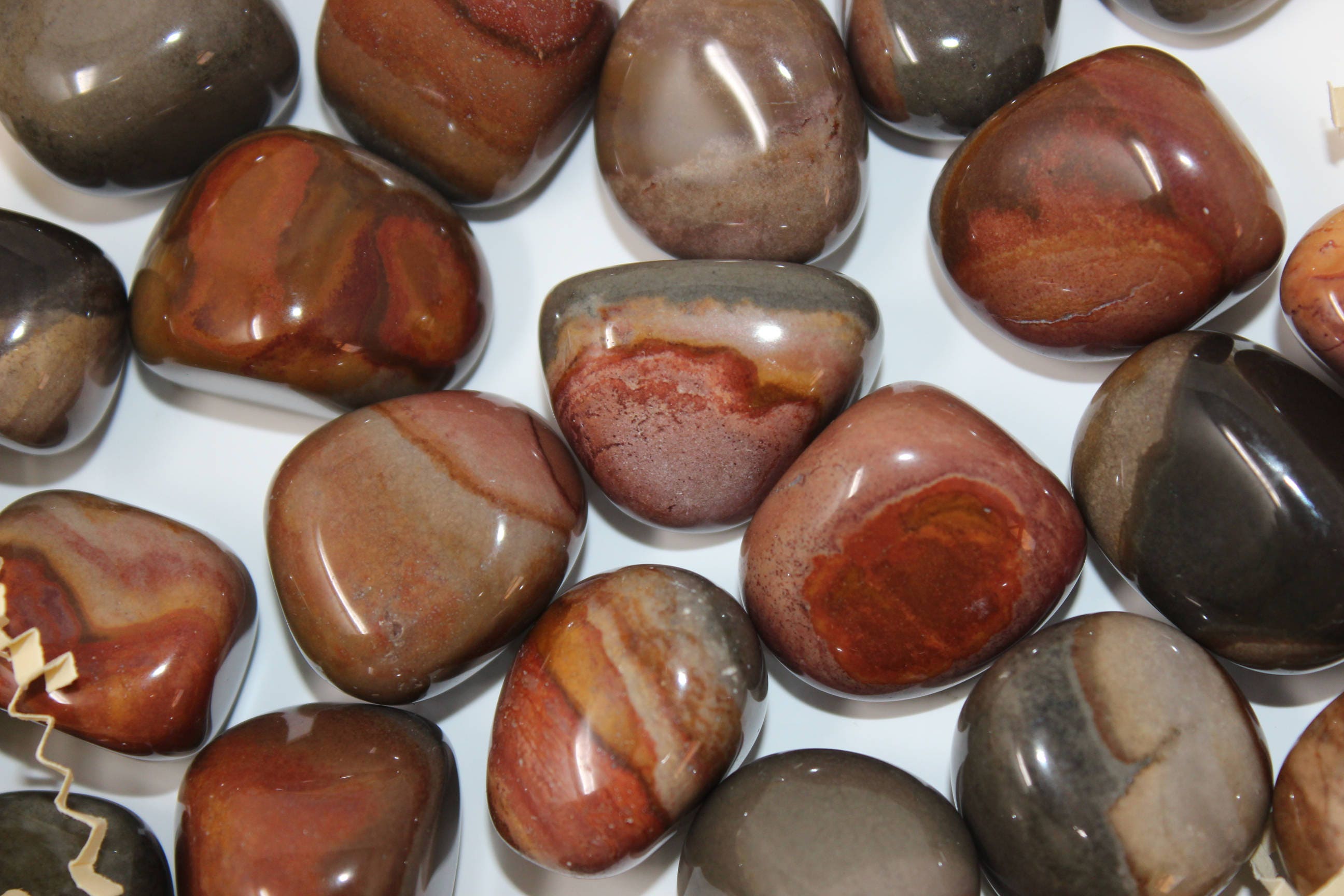 Polychrome Jasper Tumbled Gemstone Nuggets, Four Madagascar Pebbles.