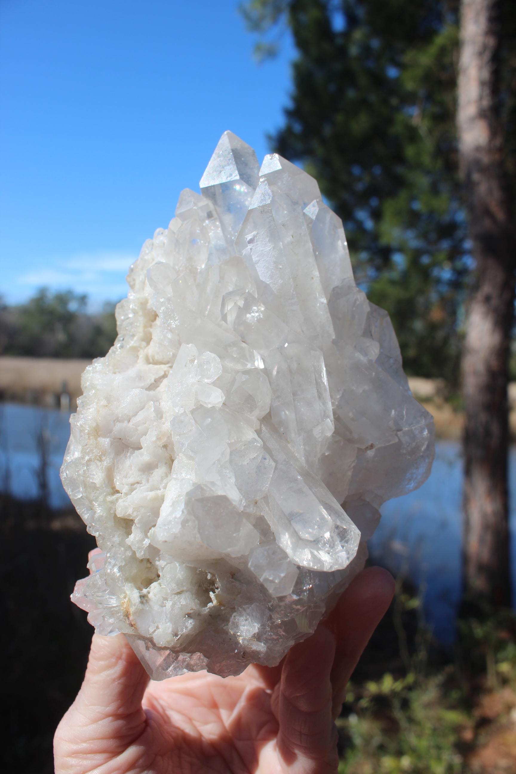 Quartz Crystal Cluster, Clear Raw Natural Specimen.  Large Sparkling Terminations, for Yoga Meditation Rooms, Boho Home Décor, Collections!