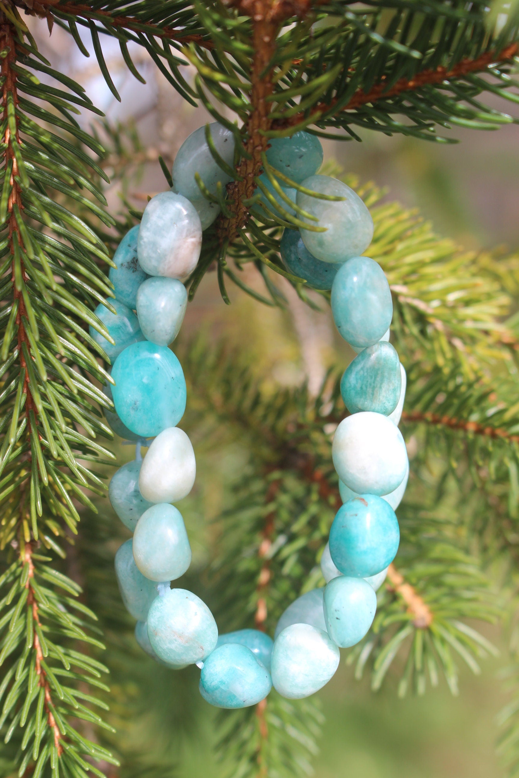 Amazonite Stretch Bracelet, Seafoam Green Crystal Gemstone Bling. Fits Most Wrists, Chakra Yoga Jewelry,