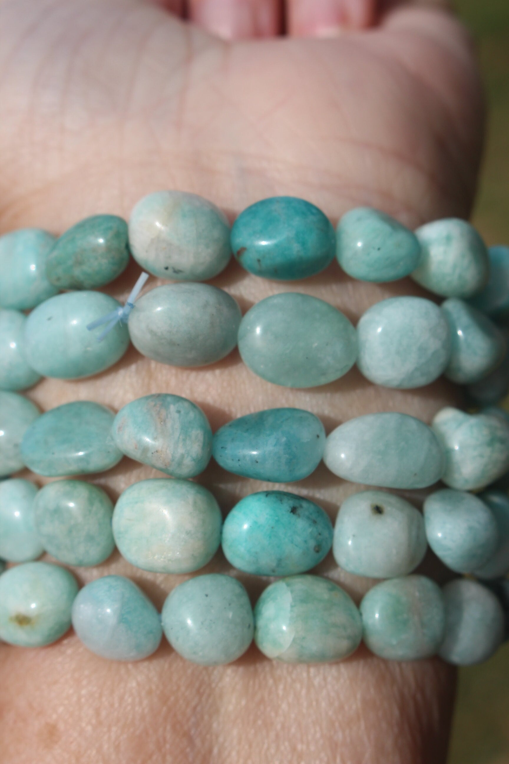 Amazonite Stretch Bracelet, Seafoam Green Crystal Gemstone Bling. Fits Most Wrists, Chakra Yoga Jewelry,