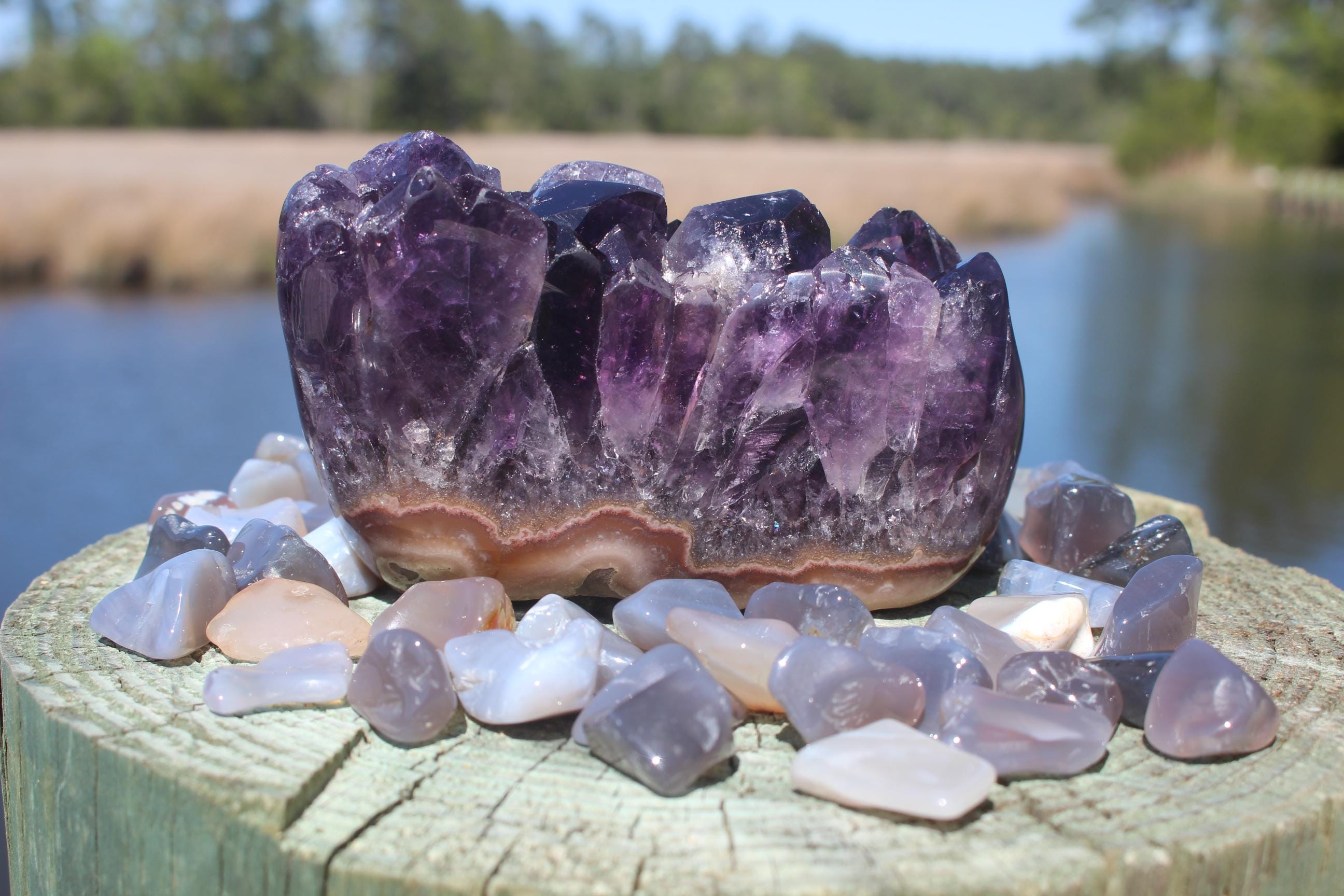 Fabulous Dark Amethyst Paperweight, Beautifully Polished Self Standing Gemstone Crystal Collectible, Boho Home Décor.