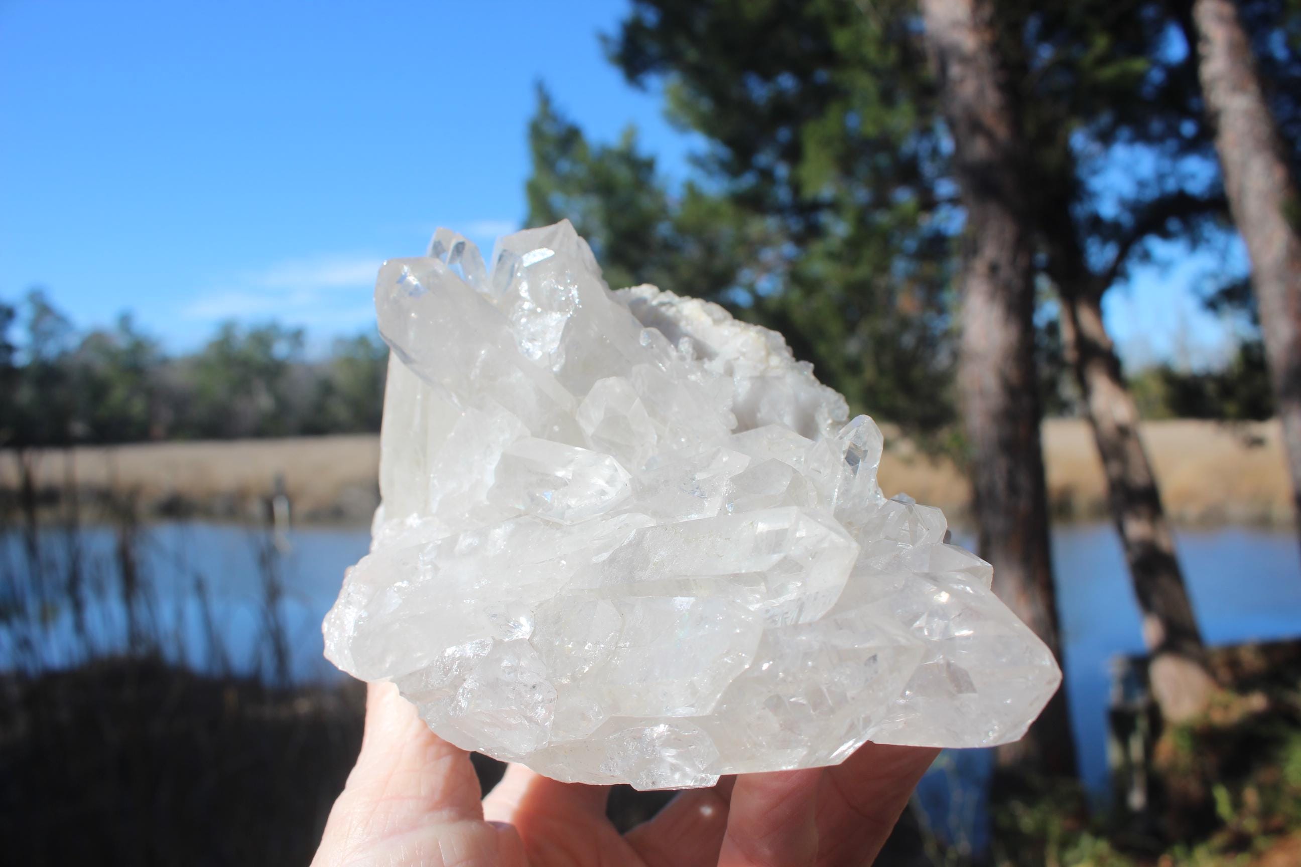 Quartz Crystal Cluster, Clear Raw Natural Specimen.  Large Sparkling Terminations, for Yoga Meditation Rooms, Boho Home Décor, Collections!