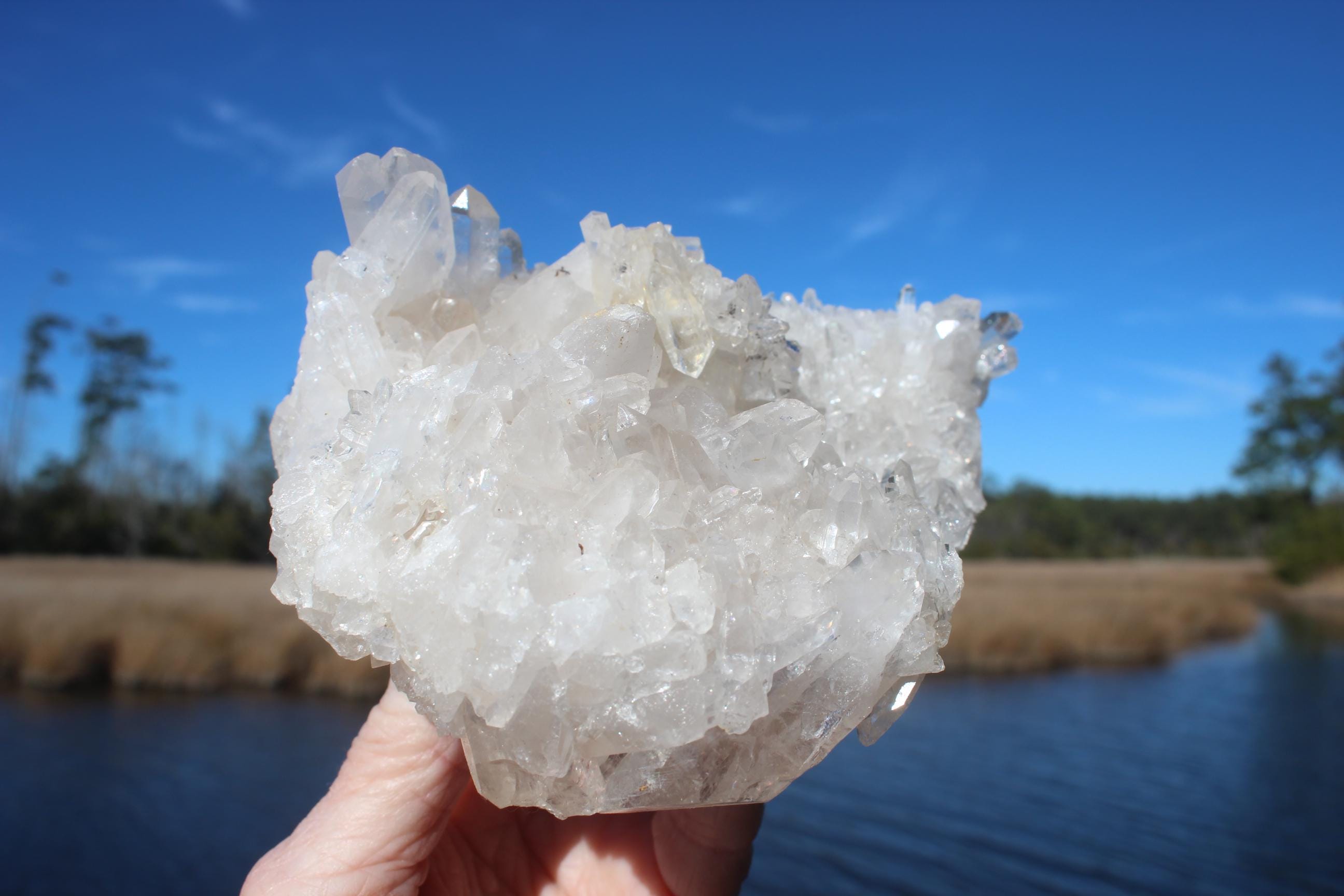 Quartz Crystal Cluster DoubleSided,  Clear Raw Natural Specimen.  Sparkling Terminations , Boho Home Décor, Mineral Collections!