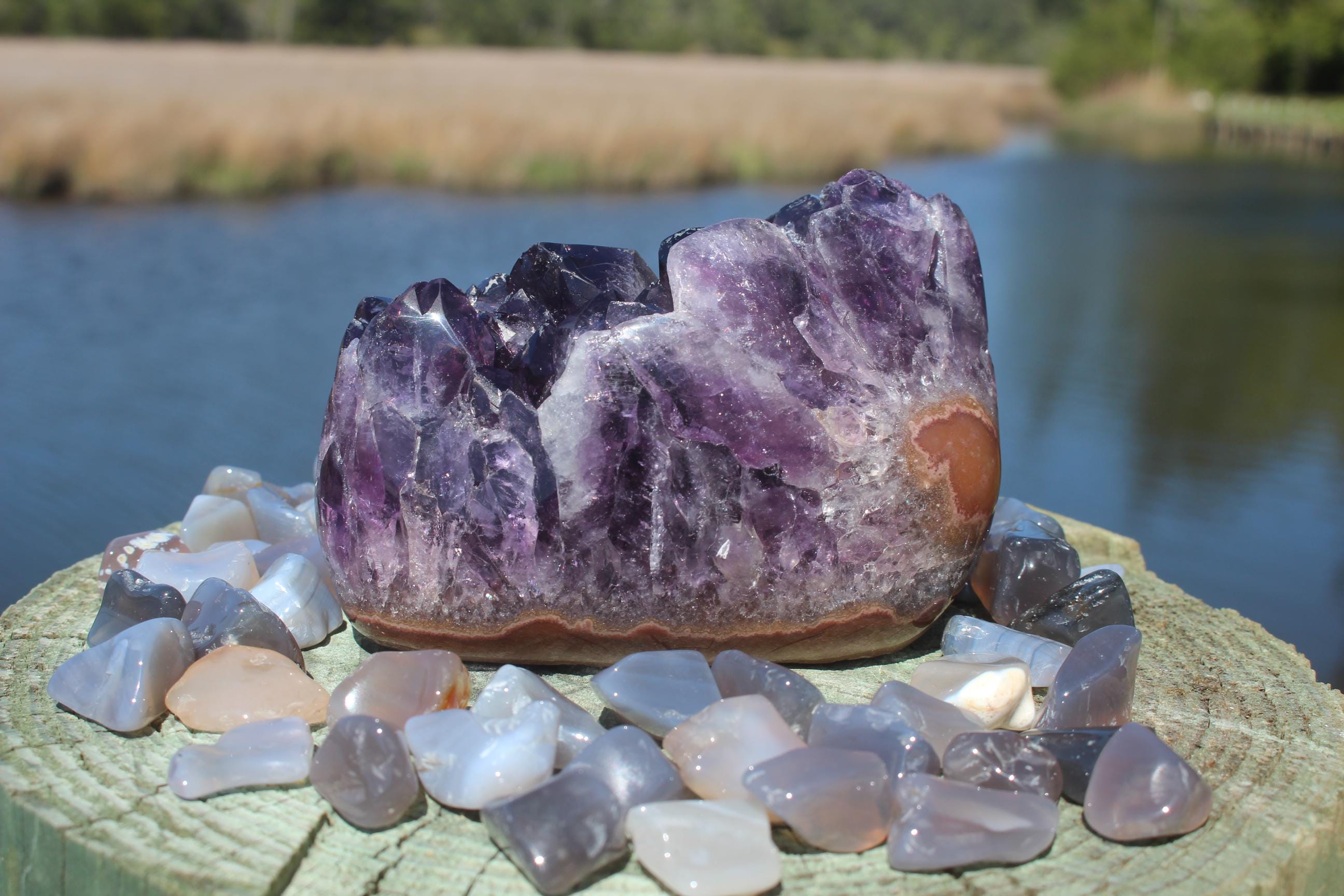 Fabulous Dark Amethyst Paperweight, Beautifully Polished Self Standing Gemstone Crystal Collectible, Boho Home Décor.