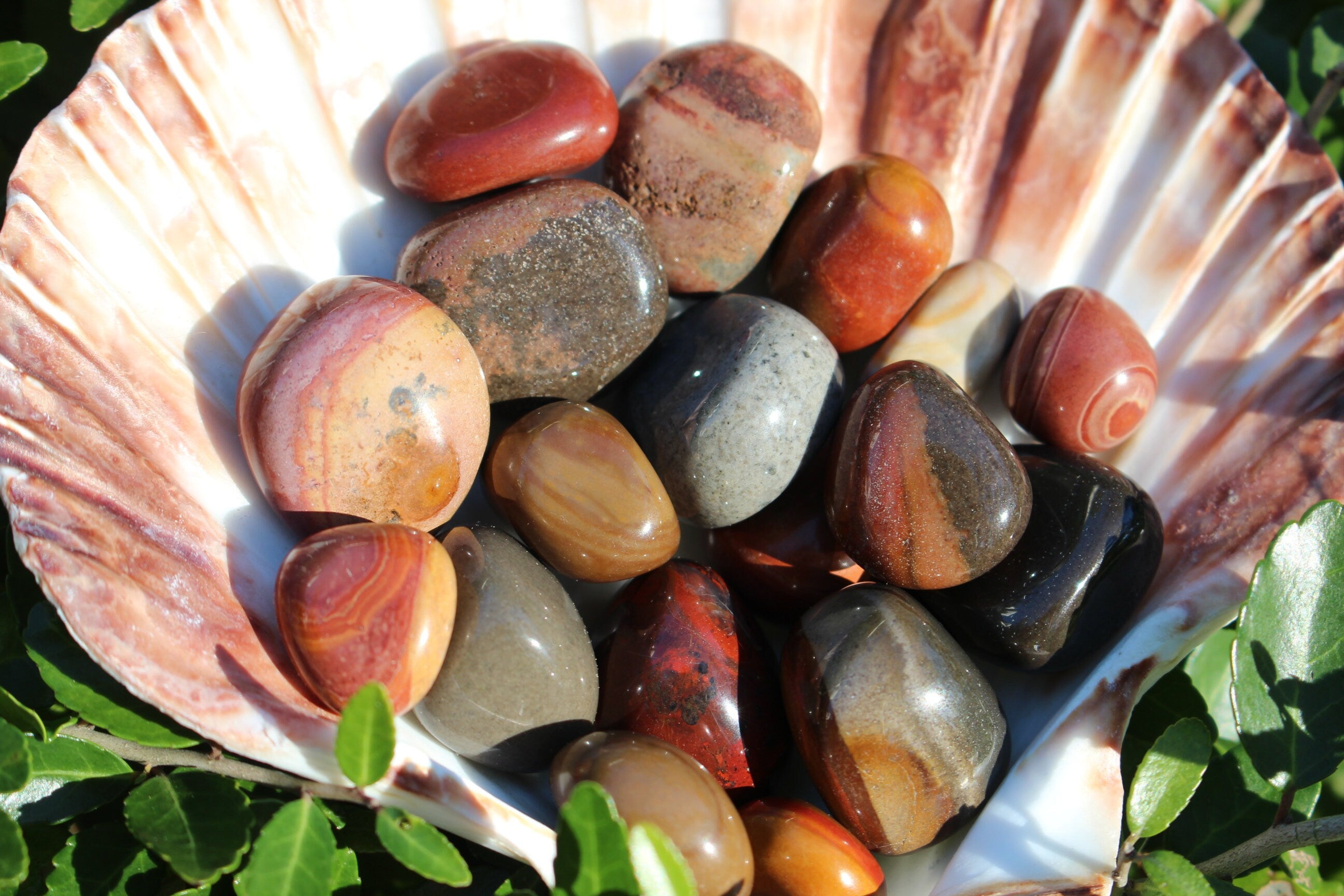 Polychrome Jasper Tumbled Gemstone Nuggets, Four Madagascar Pebbles.