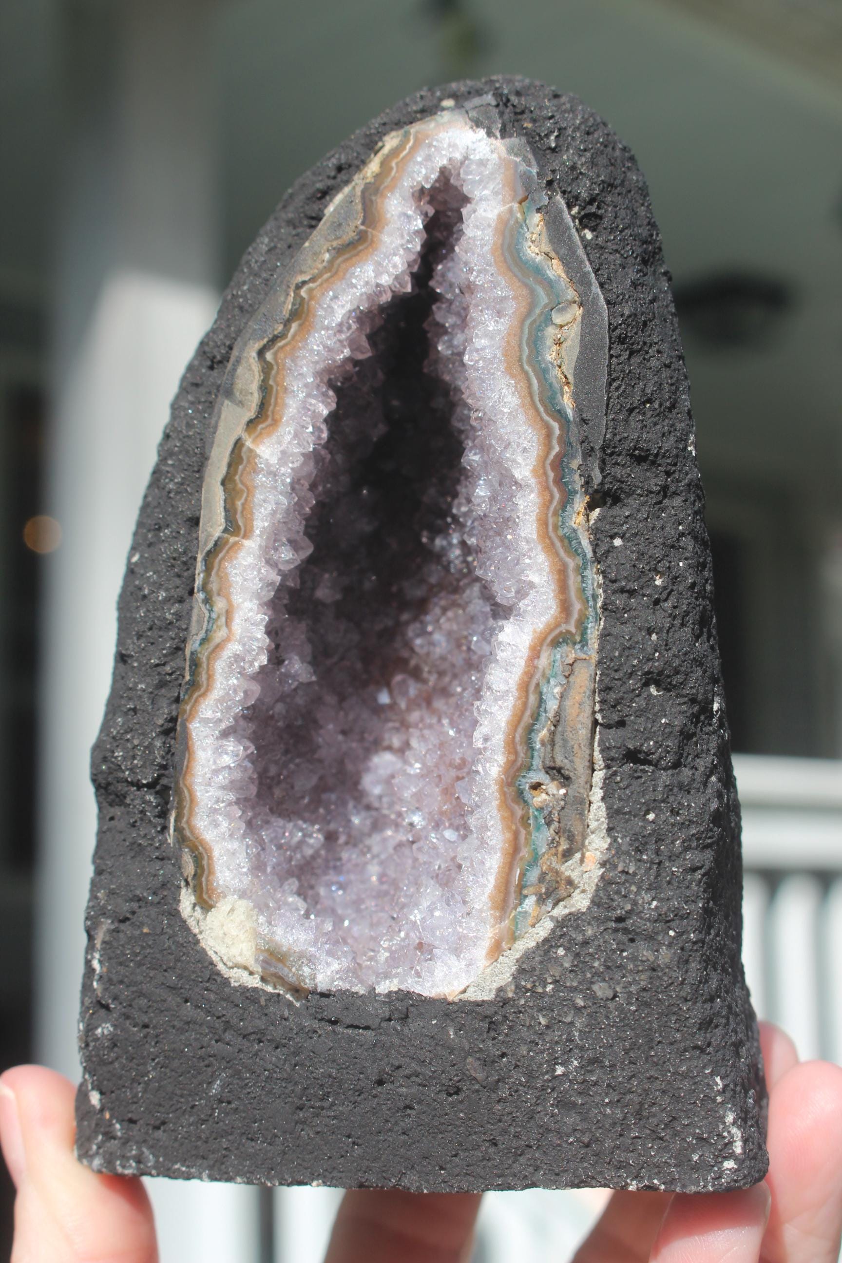 Amethyst Geode Crystal Cave, Hollow Geode Specimen. Boho Home Décor