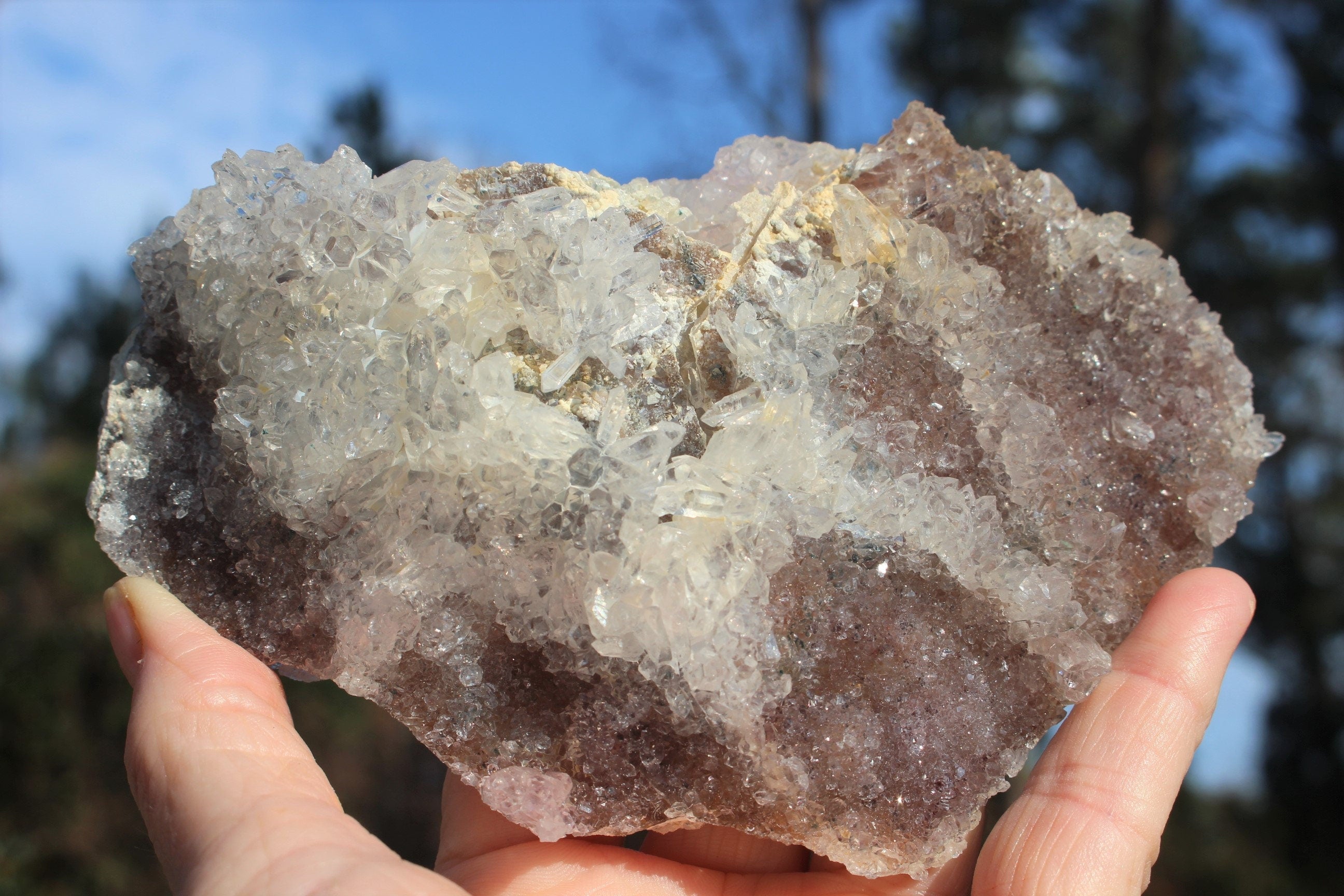 Exceptional Quality Rose Amethyst Crystal Cluster, w/  Needle Quartz &Druzy Brazilian Amethyst. Collectors Gem