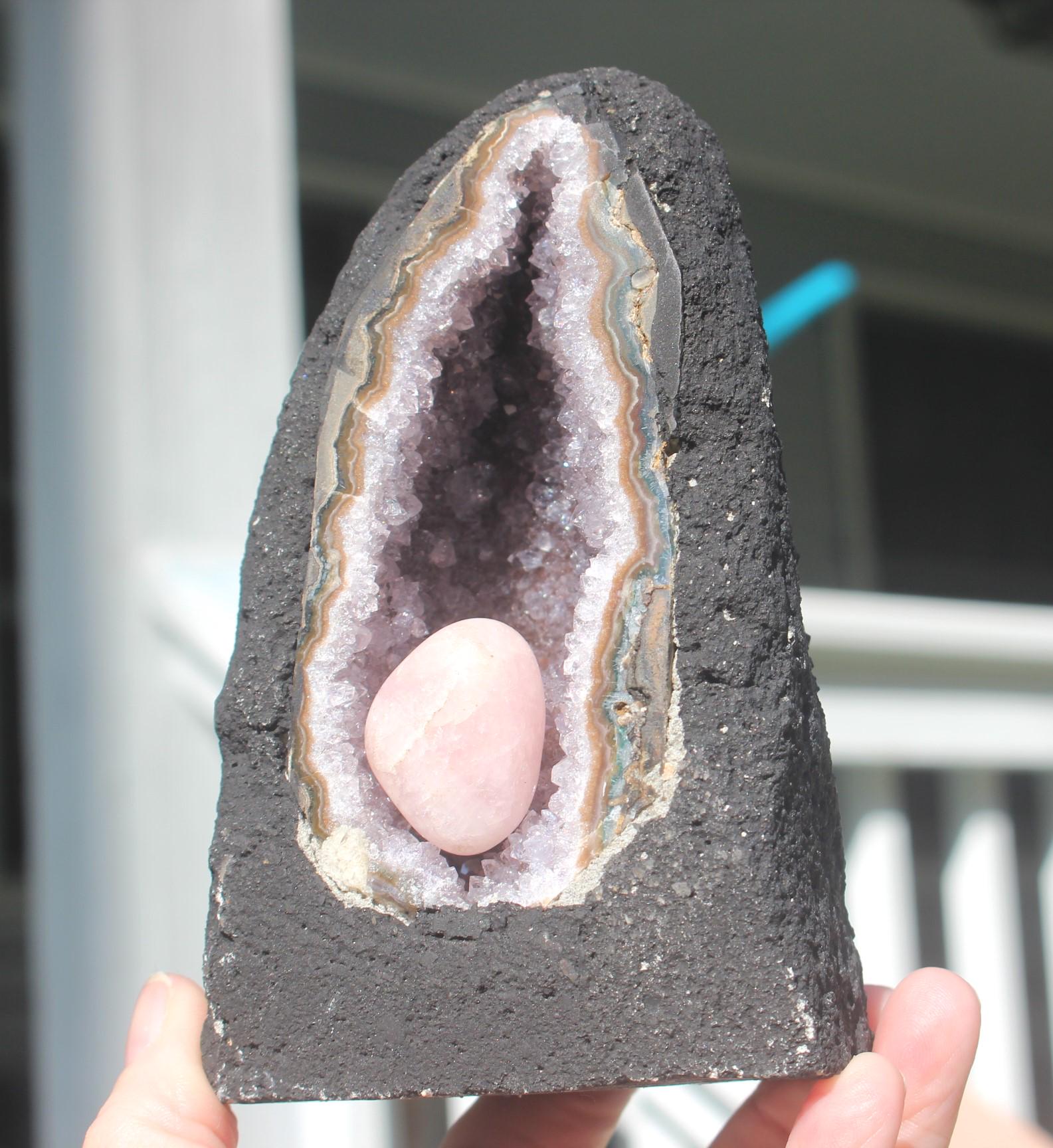 Amethyst Geode Crystal Cave, Hollow Geode Specimen. Boho Home Décor