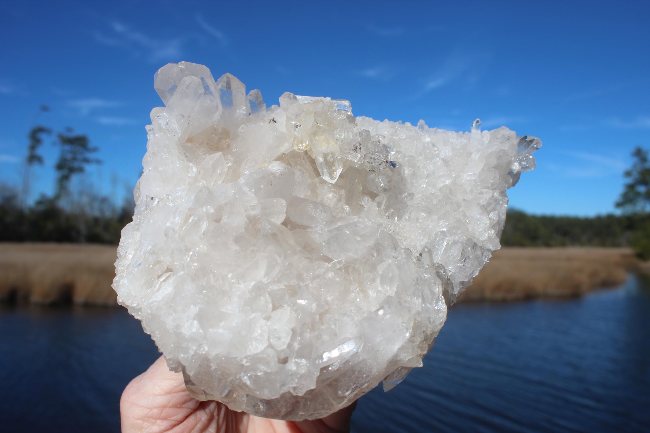 Quartz Crystal Cluster DoubleSided,  Clear Raw Natural Specimen.  Sparkling Terminations , Boho Home Décor, Mineral Collections!