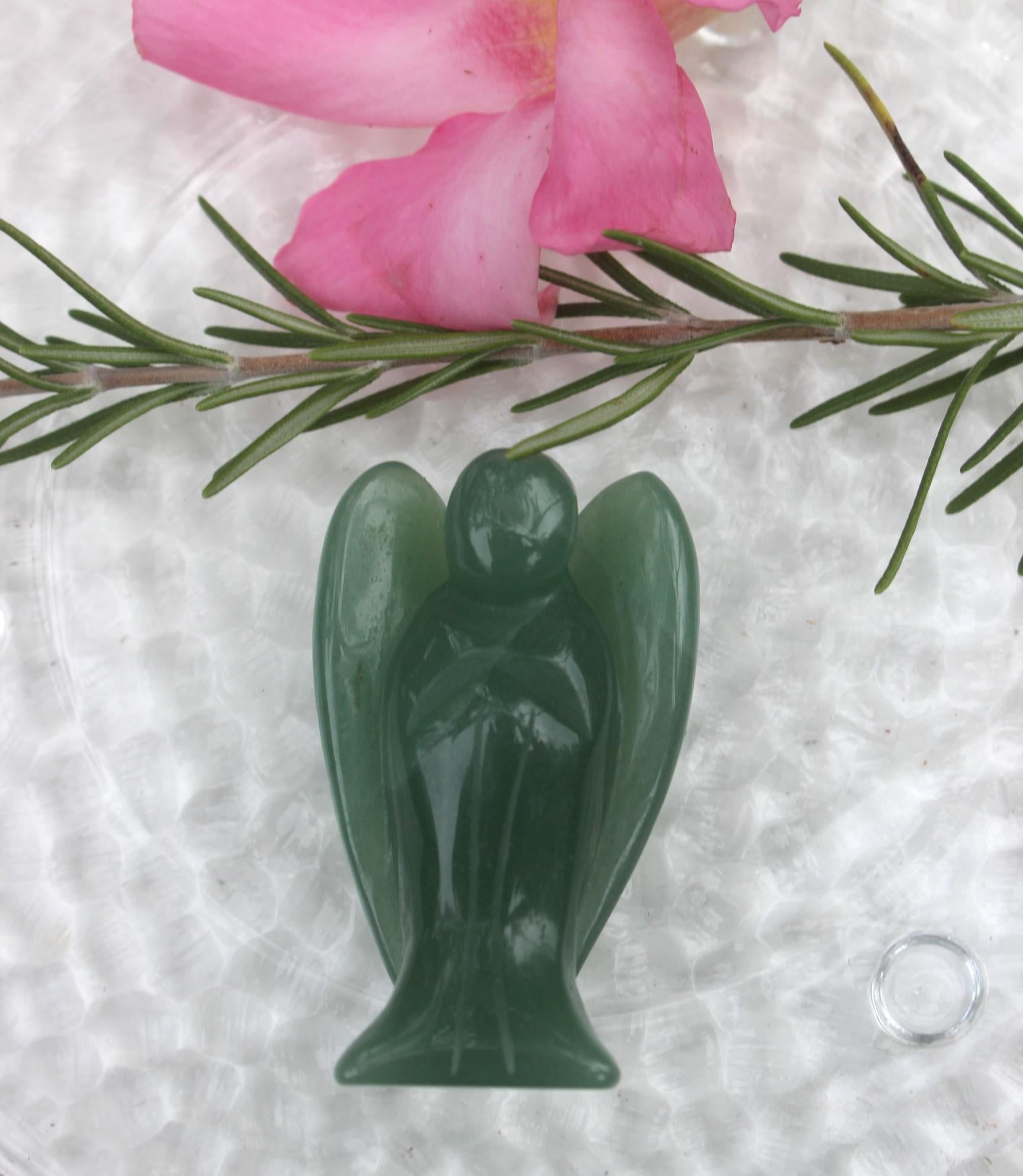 Green Aventurine Guardian Angel Protection Figurine, Pocket Angel. 2.1 inch!
