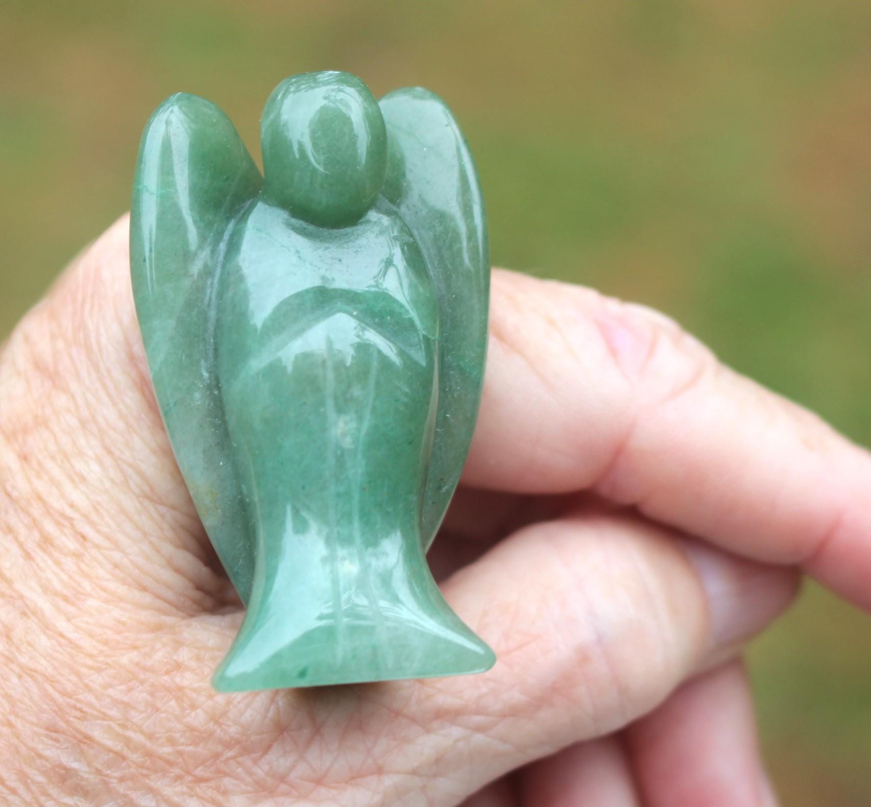 Green Aventurine Guardian Angel Protection Figurine, Pocket Angel. 2.1 inch!
