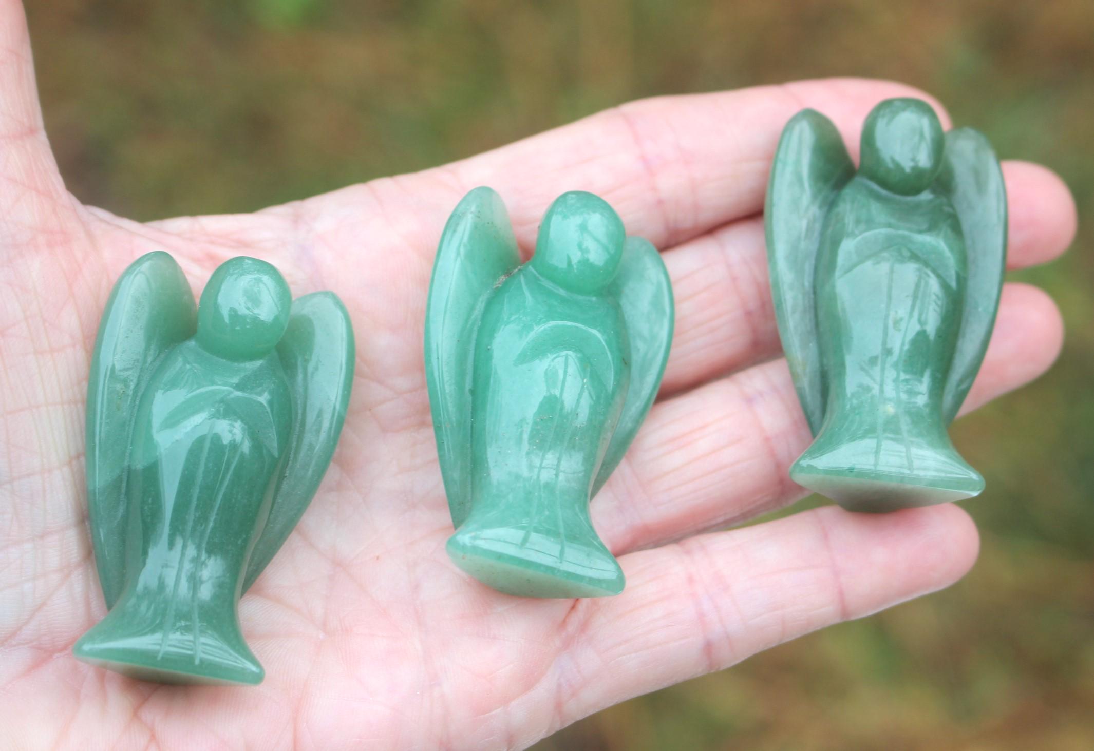 Green Aventurine Guardian Angel Protection Figurine, Pocket Angel. 2.1 inch!
