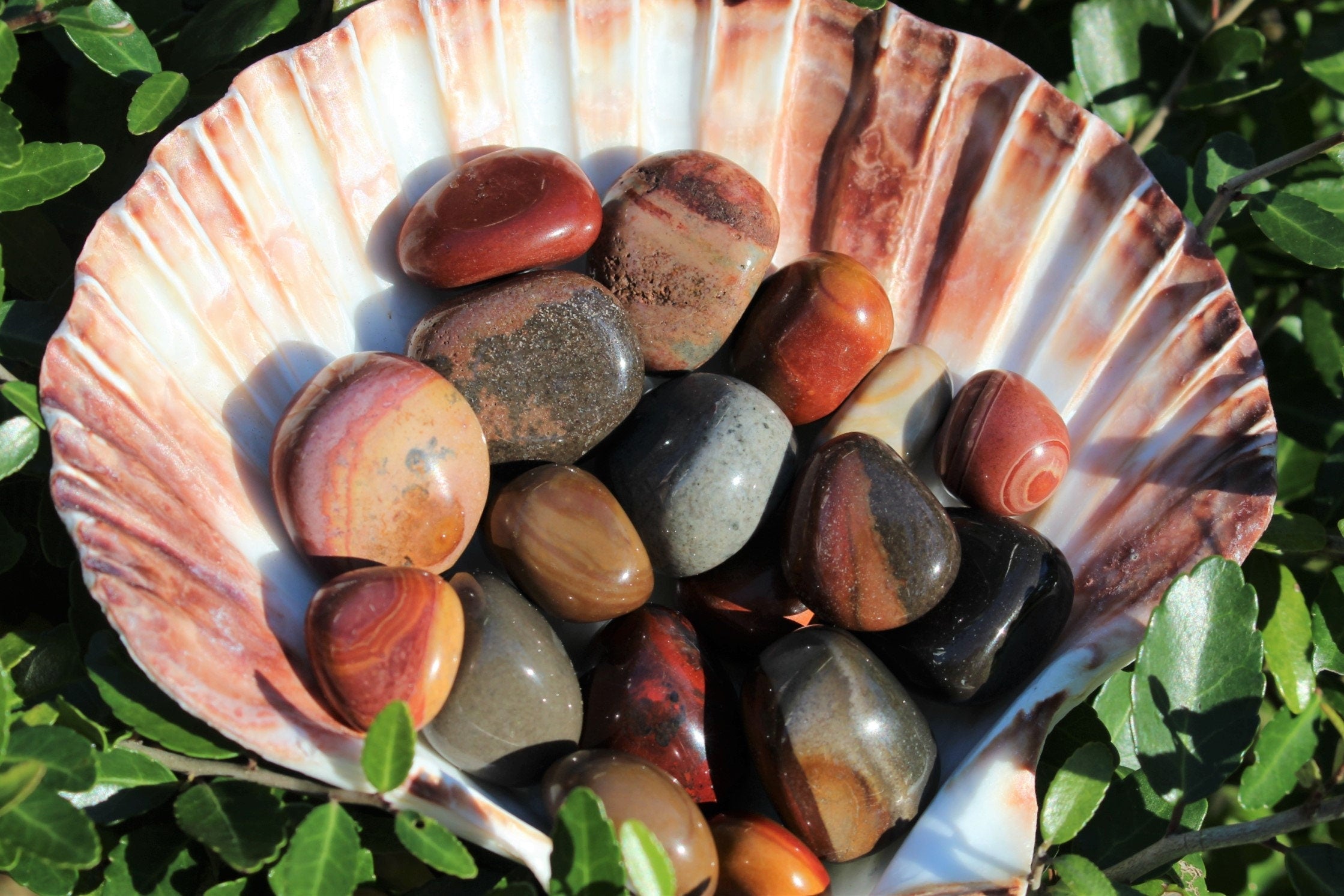 Polychrome Jasper Tumbled Gemstone Nuggets, Four Madagascar Pebbles.