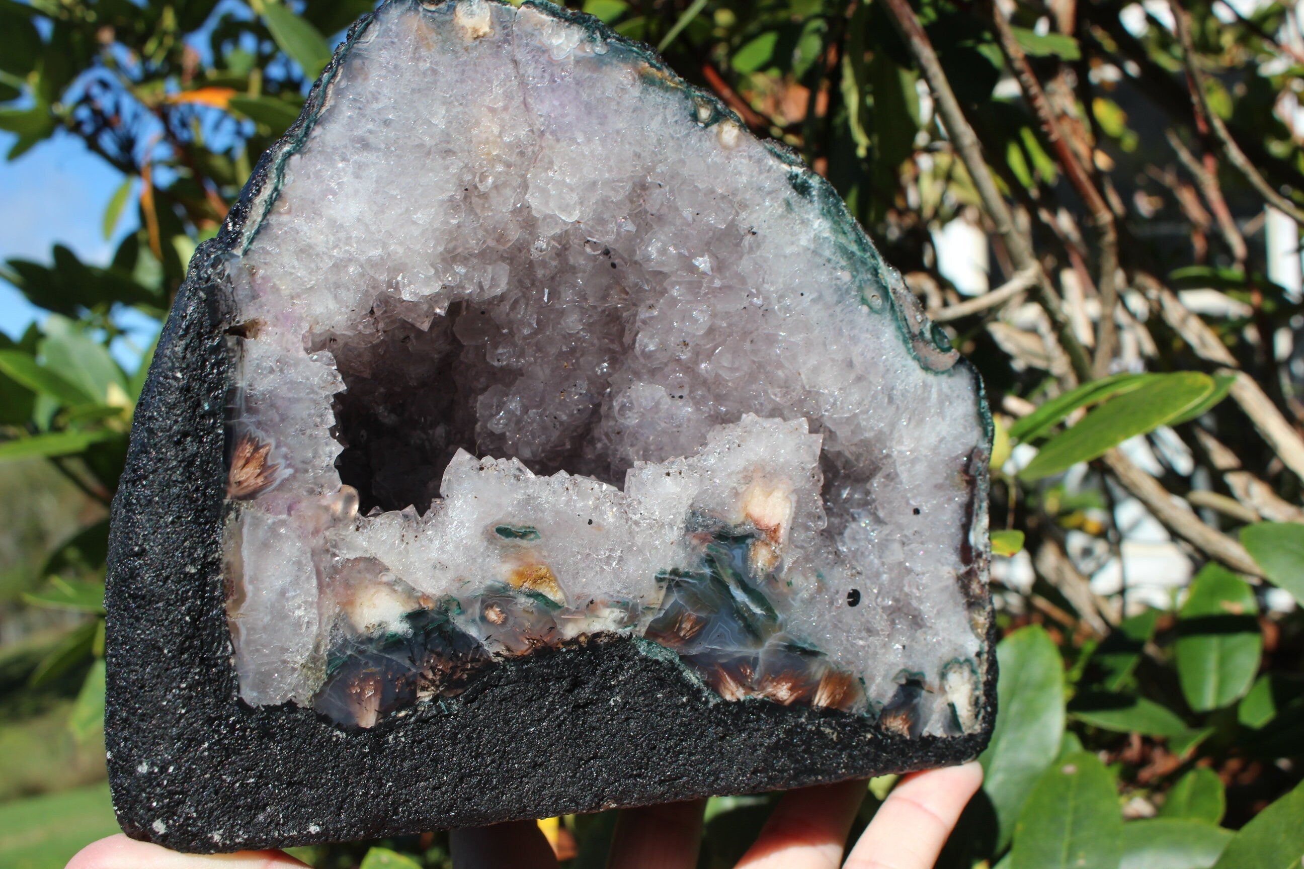 Amethyst Geode Crystal Cathedral, Hollow Geode Cave,  Boho Home Décor. 5 lb. 8 oz.  Collectible Specimen. FREE Shipping!