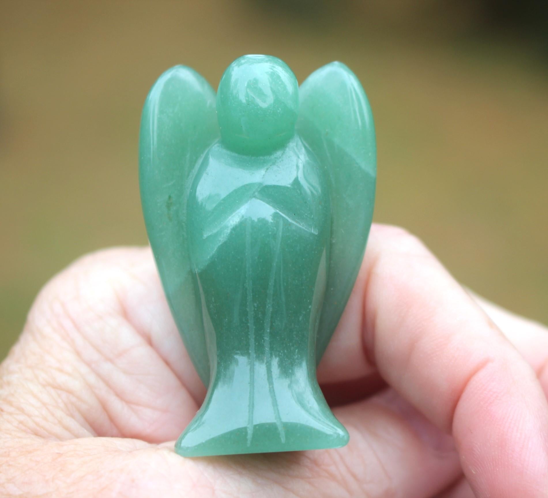 Green Aventurine Guardian Angel Protection Figurine, Pocket Angel. 2.1 inch!