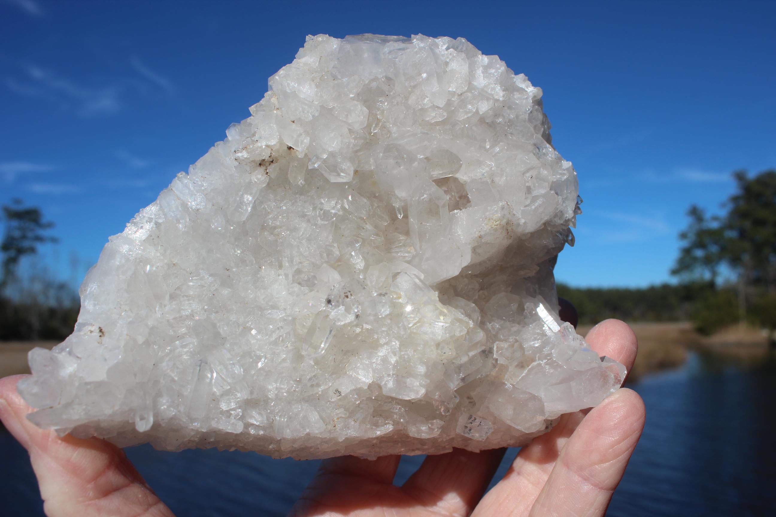 Quartz Crystal Cluster DoubleSided,  Clear Raw Natural Specimen.  Sparkling Terminations , Boho Home Décor, Mineral Collections!